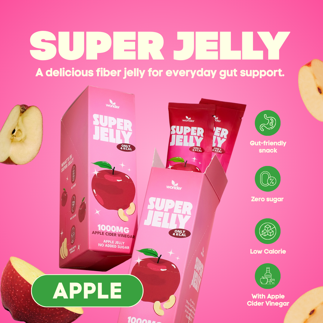 Wonder Super Jelly Apple, Konjac Jelly, Zero Sugar, 1000mg ACV, Low Calorie, Keto Friendly