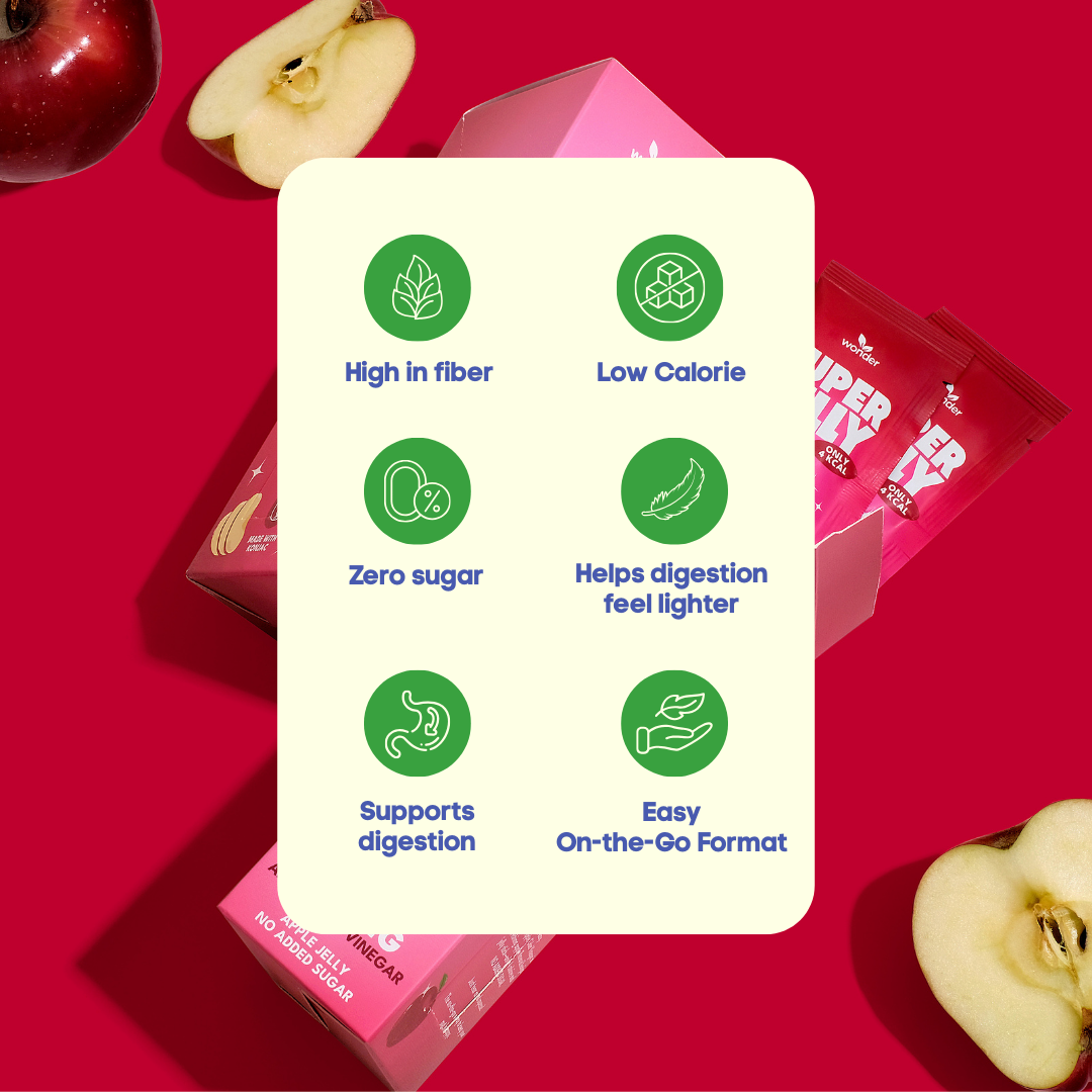 Wonder Super Jelly Apple, Konjac Jelly, Zero Sugar, 1000mg ACV, Low Calorie, Keto Friendly