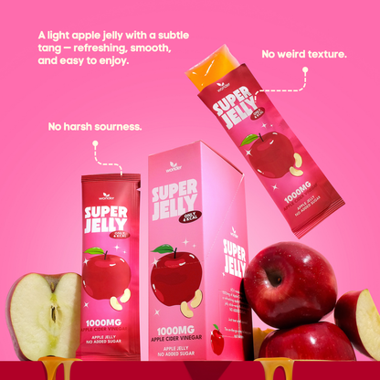 Wonder Super Jelly Apple, Konjac Jelly, Zero Sugar, 1000mg ACV, Low Calorie, Keto Friendly