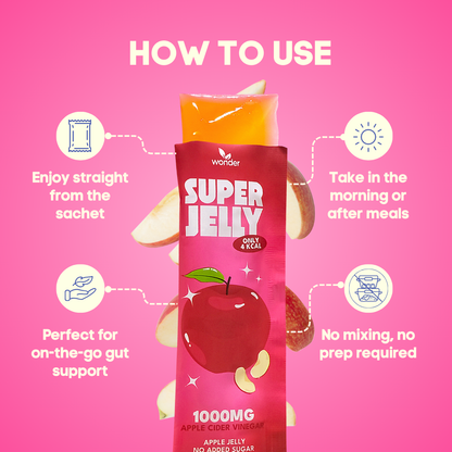Wonder Super Jelly Apple, Konjac Jelly, Zero Sugar, 1000mg ACV, Low Calorie, Keto Friendly