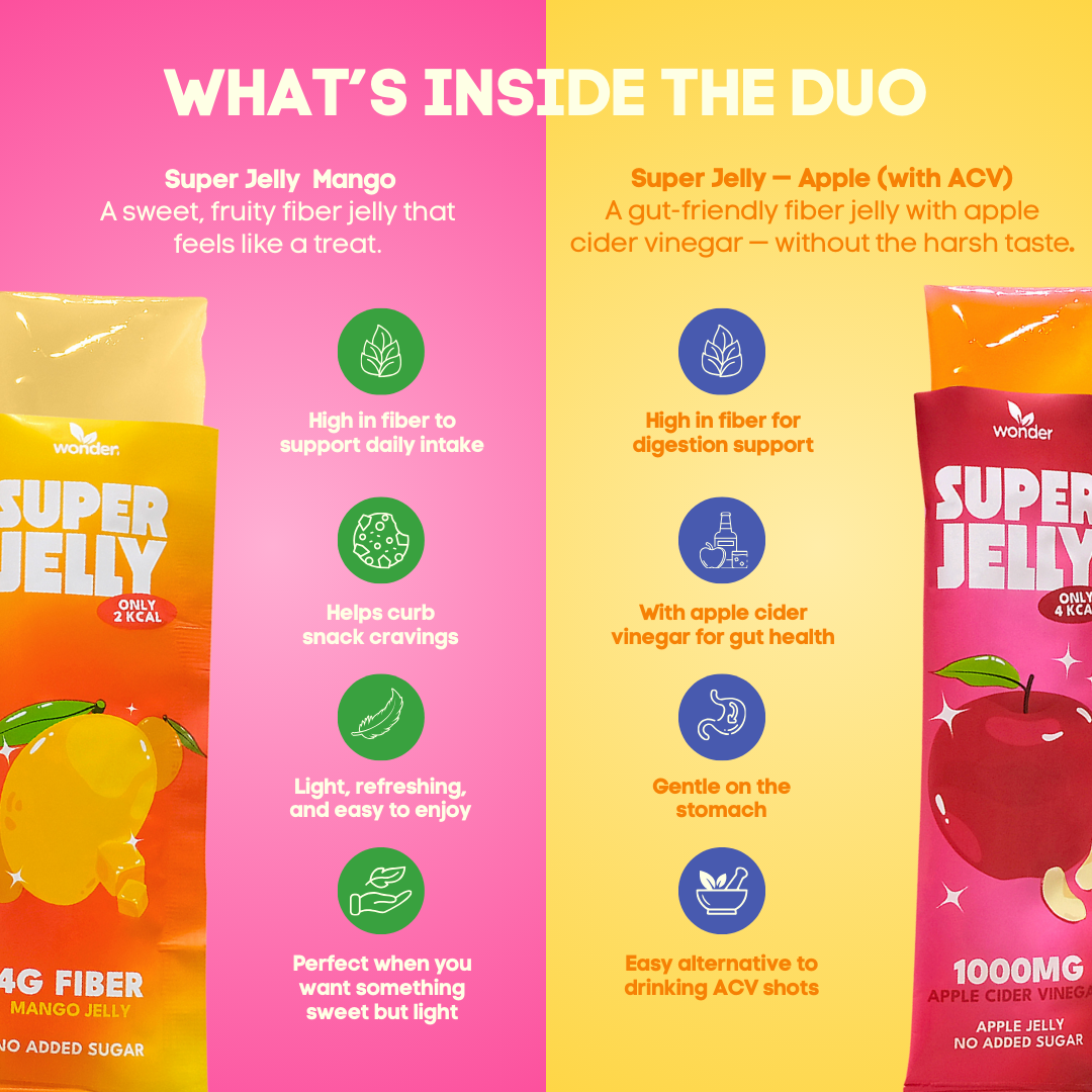 Super Jelly Duo  Mango + Apple, Zero Sugar,  Fiber + Gut Support, 14 Sachets