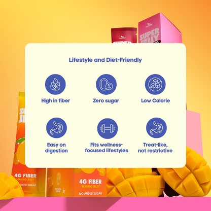 Super Jelly Duo  Mango + Apple, Zero Sugar,  Fiber + Gut Support, 14 Sachets