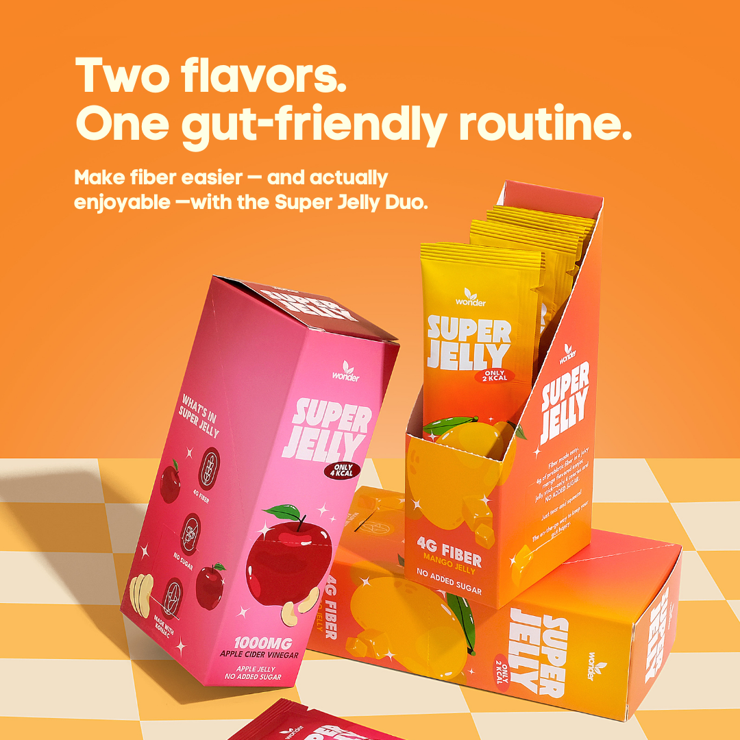 Super Jelly Duo  Mango + Apple, Zero Sugar,  Fiber + Gut Support, 14 Sachets
