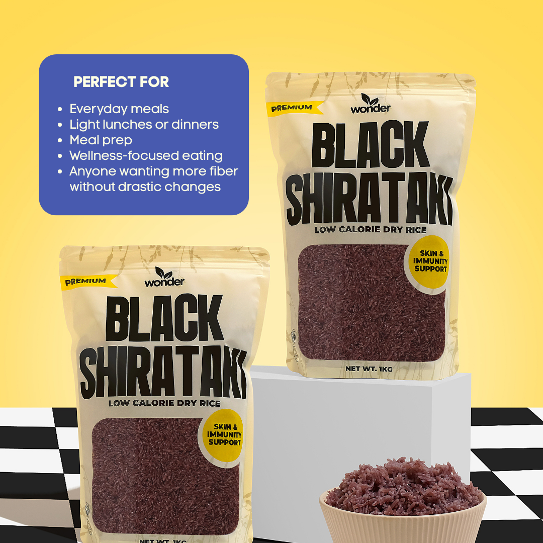 Wonder Black Shirataki Rice | Low Calorie Rice Alternative | Antioxidant-Rich | High Fiber | Gluten-Free | Vegan | Skin & Immune Support | Diet-Friendly Smart Rice