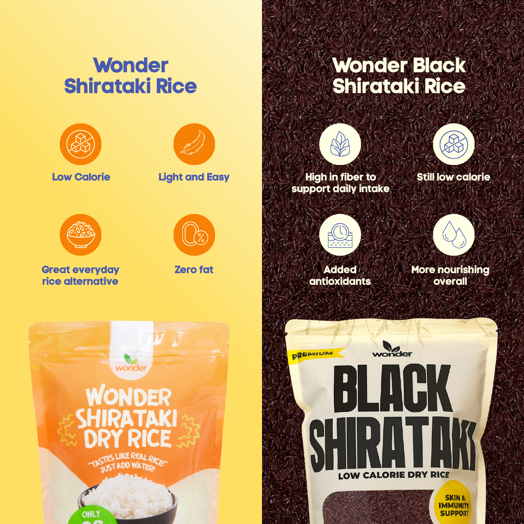 Wonder Black Shirataki Rice | Low Calorie Rice Alternative | Antioxidant-Rich | High Fiber | Gluten-Free | Vegan | Skin & Immune Support | Diet-Friendly Smart Rice