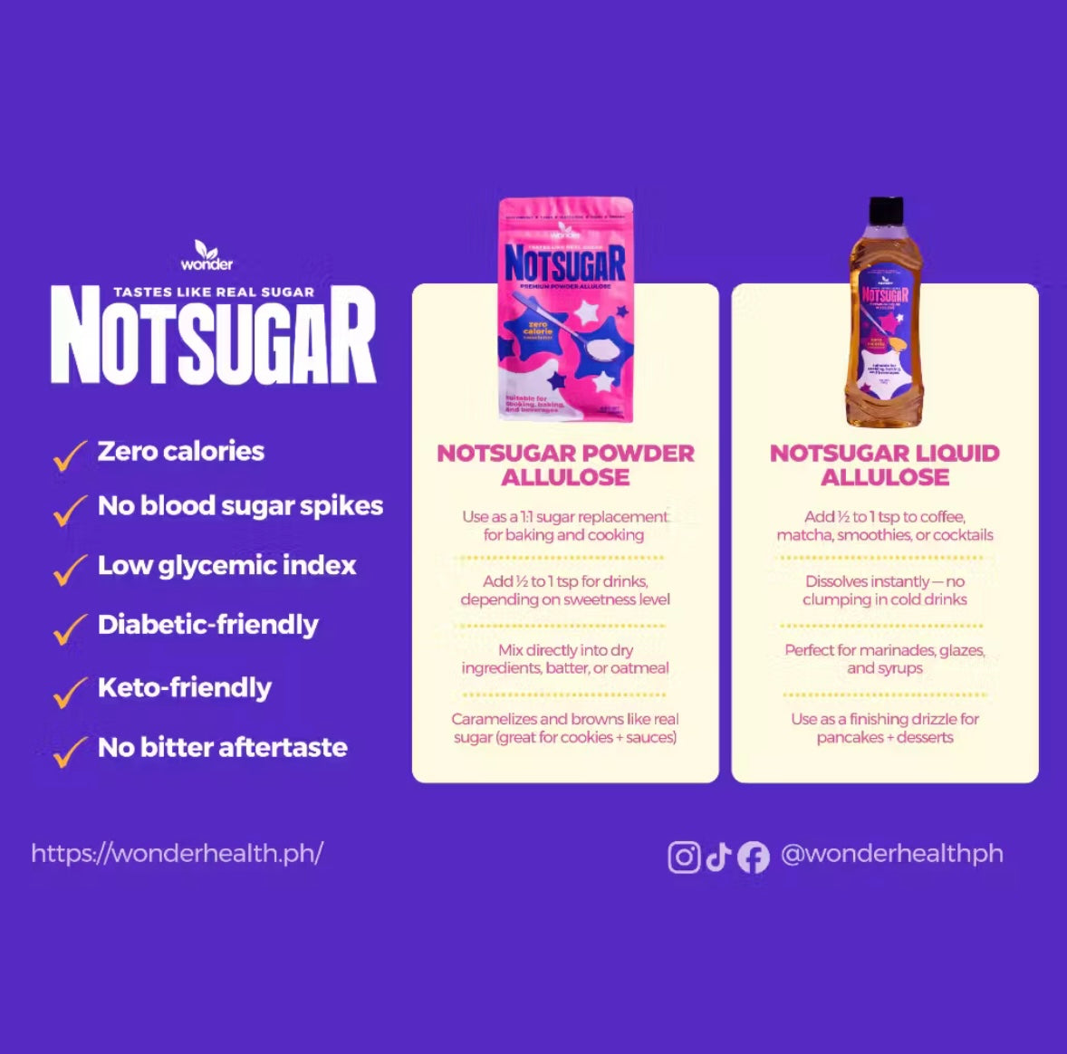 [Bundle of 3] NOTSUGAR™ Premium Powder Allulose Zero Sugar, Zero Calorie Sweetener,Diabetic Friendly