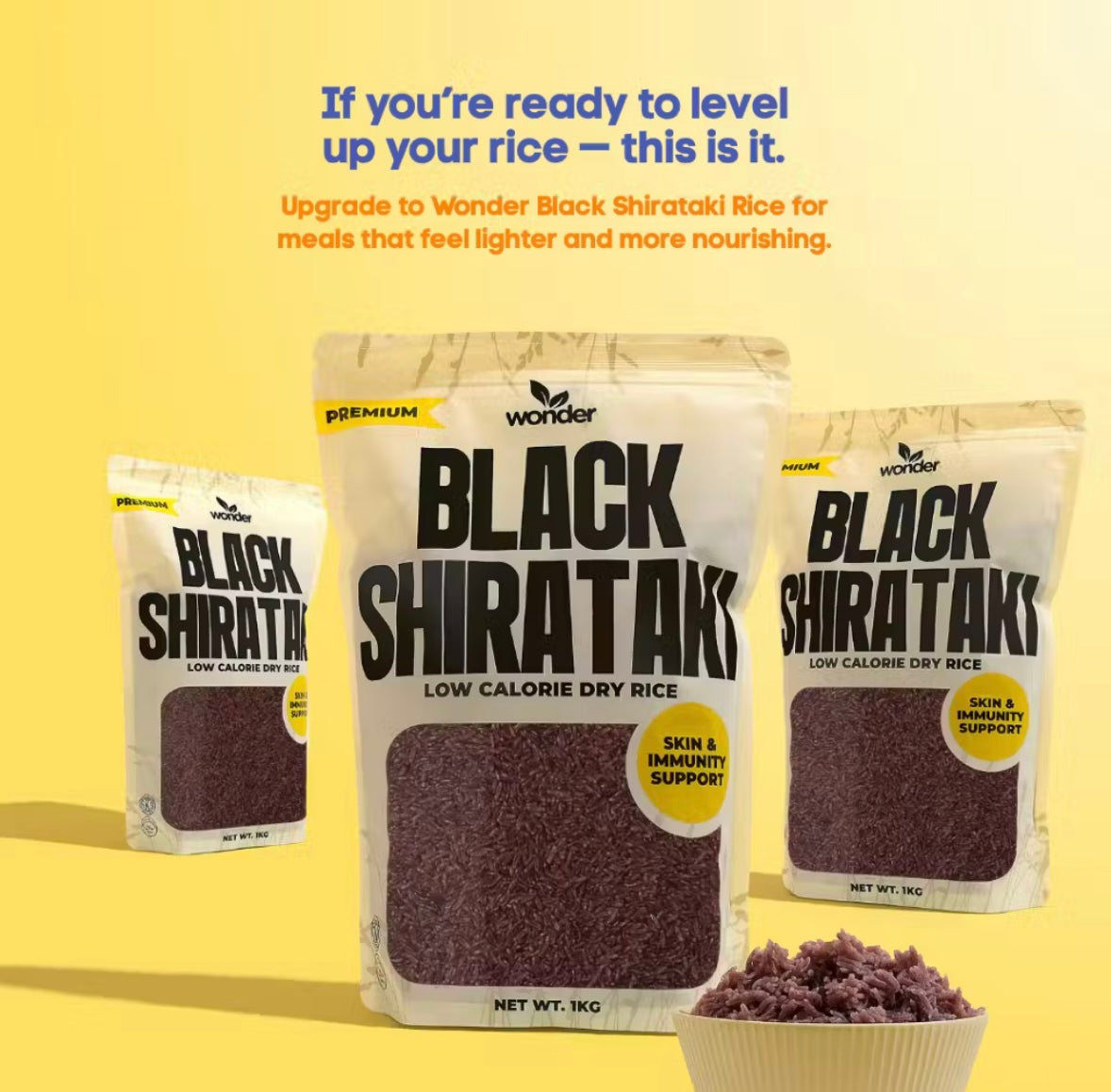 [Bundle of 5] Black Shirataki Rice 1kg | Antioxidant-Rich | High Fiber | Skin & Immune Support