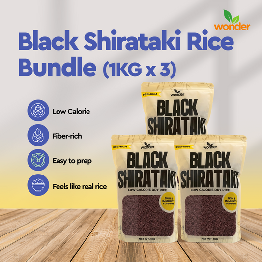 [Bundle of 3] Black Shirataki Rice 1kg | Antioxidant-Rich | High Fiber | Skin & Immune Support