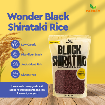 Wonder Black Shirataki Rice | Low Calorie Rice Alternative | Antioxidant-Rich | High Fiber | Gluten-Free | Vegan | Skin & Immune Support | Diet-Friendly Smart Rice