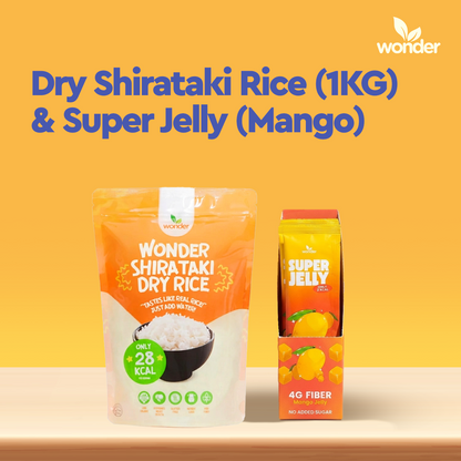 [Bundle of 2] 1kg Wonder Health Dry Shirataki Rice and Super Jelly Mango | Low Carb