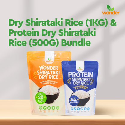 [Bundle of 2] Wonder Health Dry Shirataki Rice 1KG | Protein Dry Rice 500g | Rice Alternative