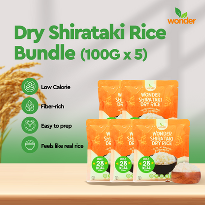 [Bundle of 5] Wonder Health Dry Shirataki Rice in 100G | Low Carb, Source of Fiber, Rice Alternative