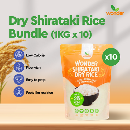 [Bundle of 10] Wonder Health Dry Shirataki Rice in 1KG | Low Carb, Source of Fiber, Rice Alternative