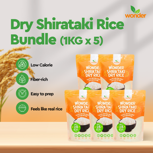[Bundle of 5] Wonder Health Dry Shirataki Rice in 1KG | Low Carb, Source of Fiber, Rice Alternative