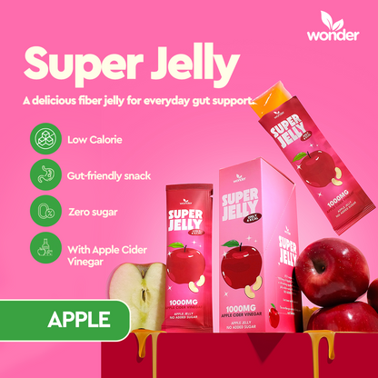 Wonder Super Jelly Apple, Konjac Jelly, Zero Sugar, 1000mg ACV, Low Calorie, Keto Friendly