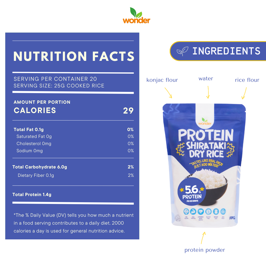 [Bundle of 2] Wonder Health Protein Dry Shirataki Rice 500g I Low carb, Source of Fiber