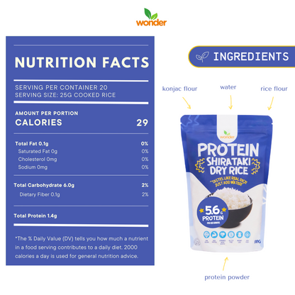 [Bundle of 2] Wonder Health Protein Dry Shirataki Rice 500g I Low carb, Source of Fiber