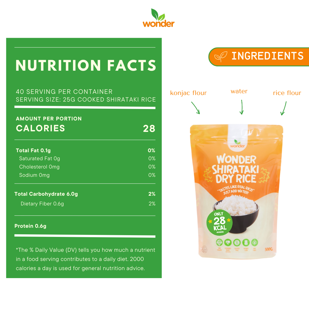 [Bundle of 2] Wonder Health Dry Shirataki Rice 1KG | Protein Dry Rice 500g | Rice Alternative